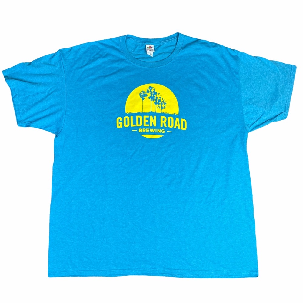 GOLDEN ROAD BREWING Blue & Yellow Graphic Short Sleeve T Shirt